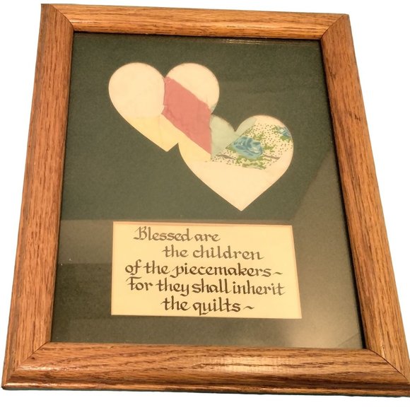 Hearts Blessed are the children of the Peacemakers Framed Matted Quilt USA
